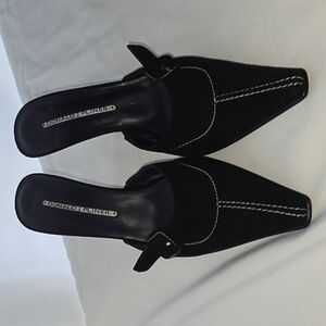 Black slide on heels